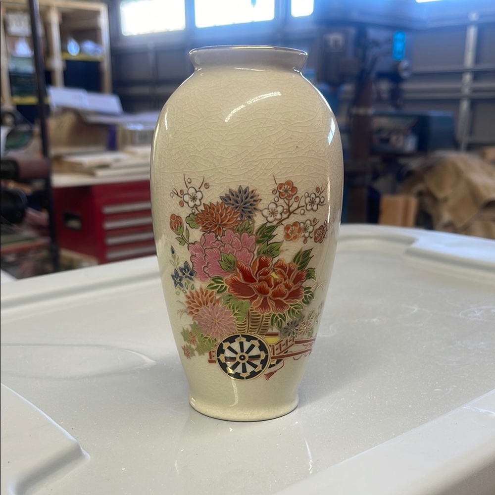 Cream Floral Accent Vase with Delicate Design